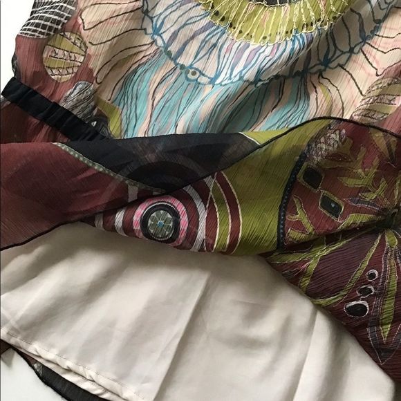 DIMRI Tunic Circle Neckline Open Shoulder Low Gather W/Tie Lined Size M - Picture 5 of 10